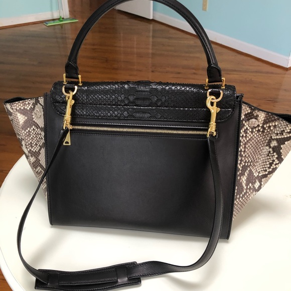Authentic Celine Trapeze Black Python Leather Bag - Picture 3 of 7